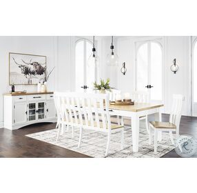Ashbryn White And Natural Dining Bench