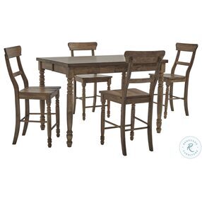 Savannah Court Distressed Antique Oak Extendable Counter Height Dining Table