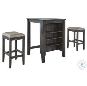 Tapas Distressed Weathered Pepper 3 Piece Counter Height Dining Set
