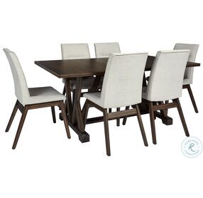 Mimosa Walnut Brown And Eggshell White Fabric Upholstered Dining Chair Set Of 2
