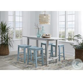 Holiday Distressed Cyan Blue Counter Height Stool Set of 2