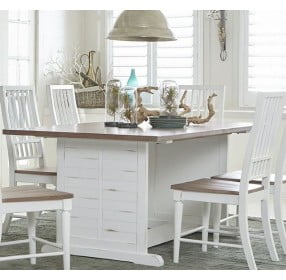 Shutters Light Oak and Distressed White Dining Room Set