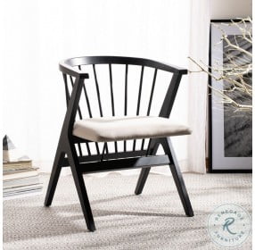 Noah Black And Beige Cushion Spindle Dining Chair Set Of 2