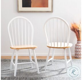 Camden White And Natural Spindle Back Dining Chair Set Of 2