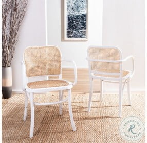 Keiko White And Natural Cane Dining Chair