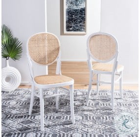 Sonia White And Natural Cane Dining Chair Set Of 2