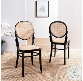 Sonia Black And Natural Cane Dining Chair Set Of 2
