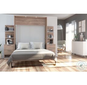 Cielo Rustic Brown And White 104" Queen Murphy Bed With Storage