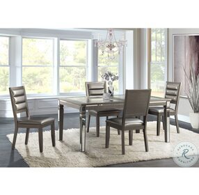 Aria Pewter Faux Leather Side Chair Set Of 2