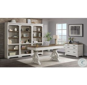 Drake Home Office Rustic White and French Oak 60" Writing Desk