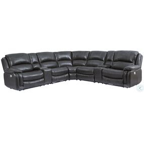 Denver Charcoal Power Reclining Sectional with Power Headrest and Footrest