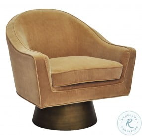 Dominic Camel Velvet Swivel Chair