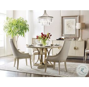 Lenox Plaza Alabaster And Brassy Champagne Dining Table