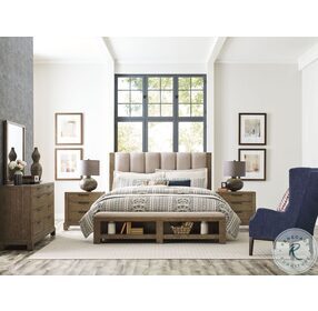 Skyline Meadowood Smoke King Upholstered Panel Bed With Bench Footboard