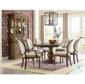 Whitson Brentwood Dark Round Pedestal Dining Table