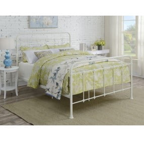 All-In-One Cream Curved Queen Metal Bed