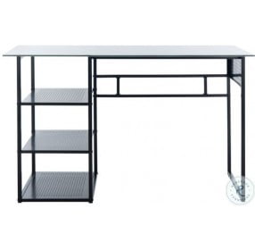 Xyla White Marble Glass and Black Glass Top Home Office Set