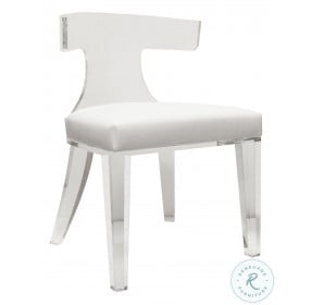 Duke Acrylic And White Linen Klismos Chair