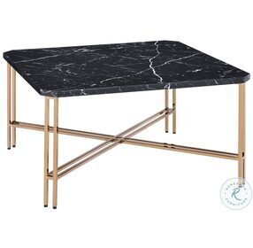 Daxton Black Faux Marble And Golden Champagne Occasional Table Set