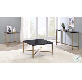Daxton Black Faux Marble And Golden Champagne Cocktail Table