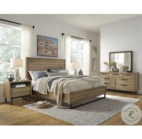 Catalina Distressed Light Wood King Panel Bed