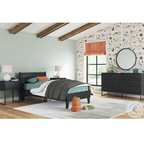 Socalle Matte Black Twin Panel Bed