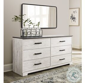 Shawburn Whitewash and Charcoal Gray Large 6 Drawer Dresser