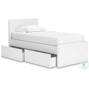 Onita White Twin Panel Bed with 1 Side Storage