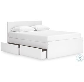 Onita White Queen Panel Bed with 1 Side Storage