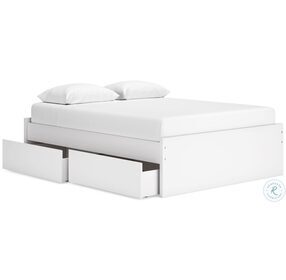 Onita White Queen Platform Bed with 1 Side Storage