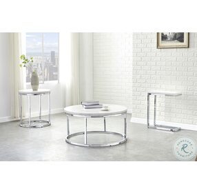 Echo White Marble And Chrome Chairside Table
