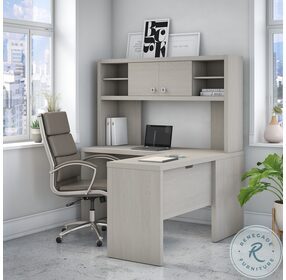 Echo Gray Sand L Shaped Desk With Hutch