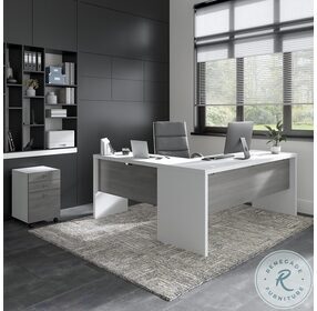 Echo Pure White And Modern Gray 72" L Shaped Computer Desk