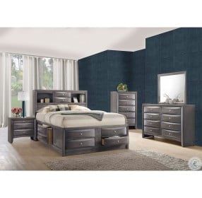 Madison Gray King Bookcase Storage Bed