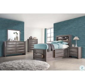 Madison Gray Twin Bookcase Storage Bed