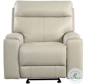 Bryluxe Taupe Leather Power Glider Recliner