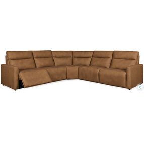 Adell Saddle 5 Piece Sectional with Power Headrest And Footrest
