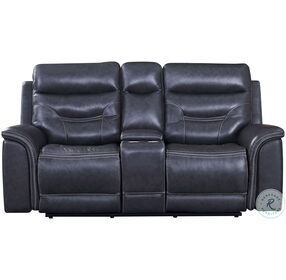 Boldera Grey Power Reclining Console Loveseat with Power Headrest And Footrest