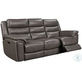 Destin Grey Leather Power Reclining Living Room Set with Power Headrest