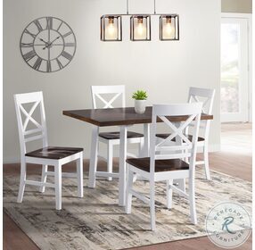 Bedford Brown And White 5 Piece Dining Set