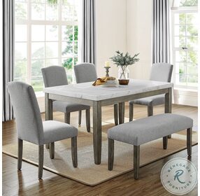 Emily White Marble And Mossy Gray Dining Table