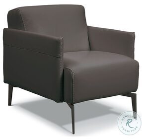 Eros Dark Gray Leather Accent Chair