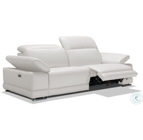 Escape White Leather Power Reclining Living Room Set with Adjustable Headrest