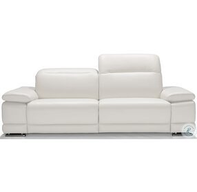 Escape White Leather Power Reclining Sofa with Adjustable Headrest