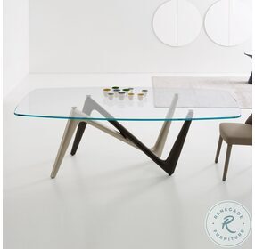 Esse Bronze Titanium And Clear Glass Top Dining Table