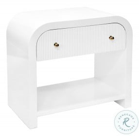 Esther White Lacquer Waterfall Edge Side Table