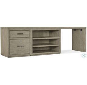 Linville Falls Soft Smoked Gray 96" Home Office Set with File and Open Desk Cabinet
