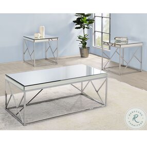 Evelyn Mirror And Shiny Chrome Cocktail Table