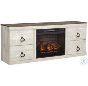 Willowton Whitewash 3 Piece Entertainment Center with Electric Fireplace