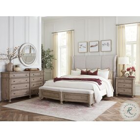 Higgins Street Woodland Stone Queen Upholstered Panel Bed